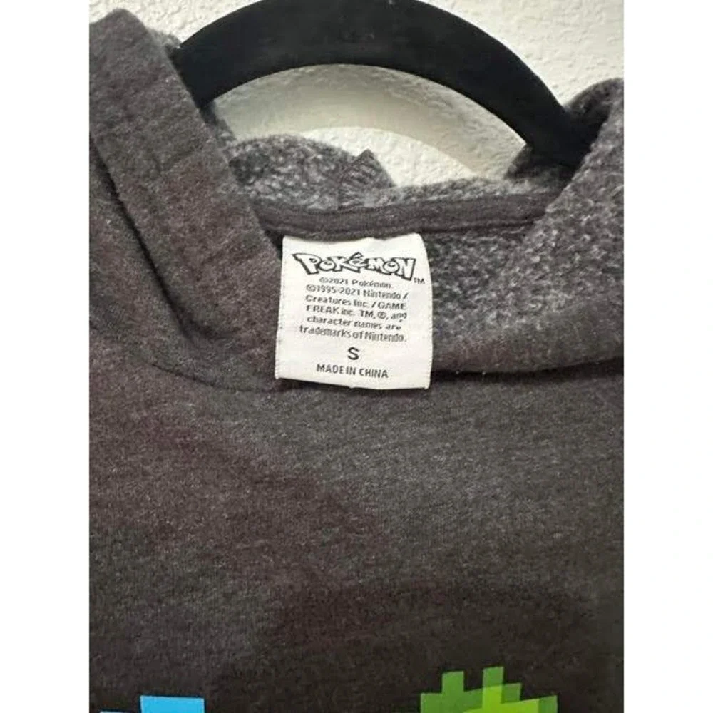 Pokemon Kids Small Pixel Art Hoodie Charcoal Grey Pikachu Charmander 2021